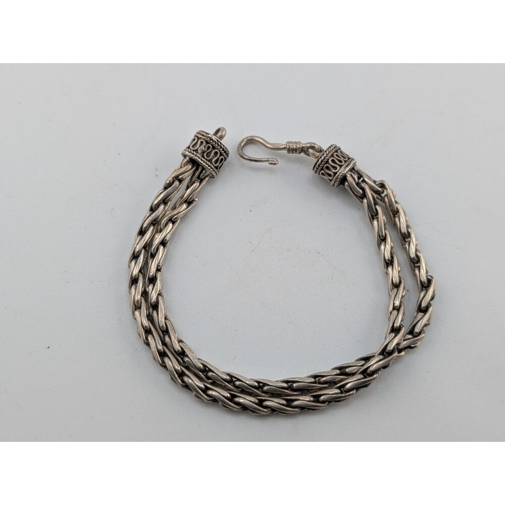 Sterling Silver Multi Chain Braided Bracelet 7 Inch Vintage Style - Picture 4 of 8